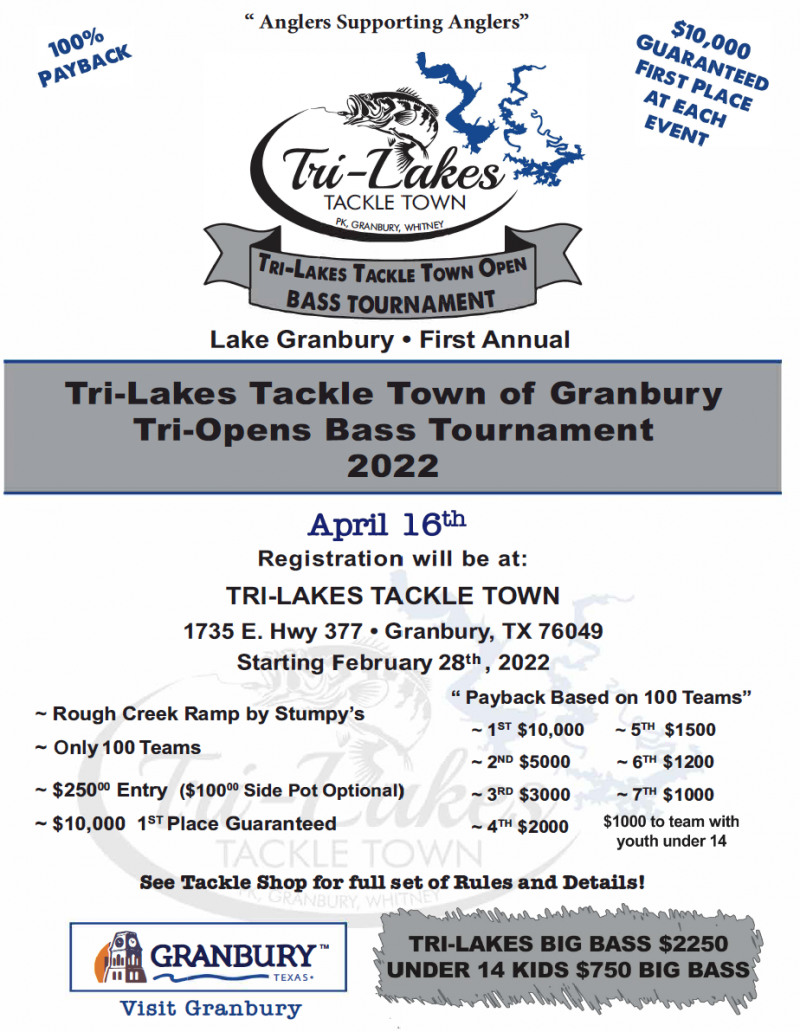 Tri Lakes Open Bass Tournament • Tri Lakes Tackle Town